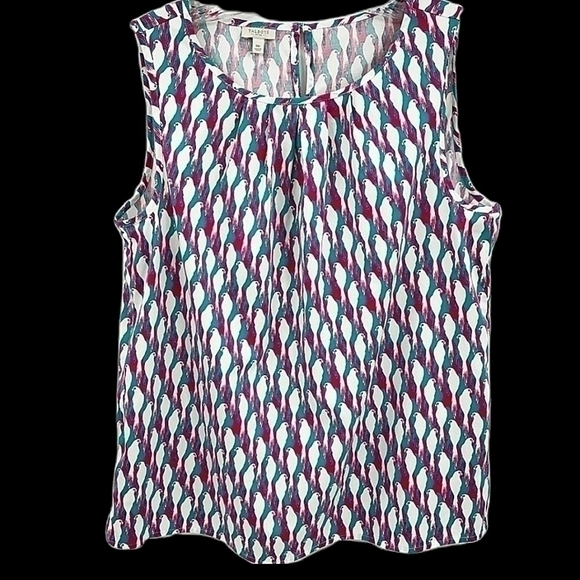 Talbots Tops - Talbots Petite M Parrot Print Cotton Stretch Sleeveless Round Neck Tank Top